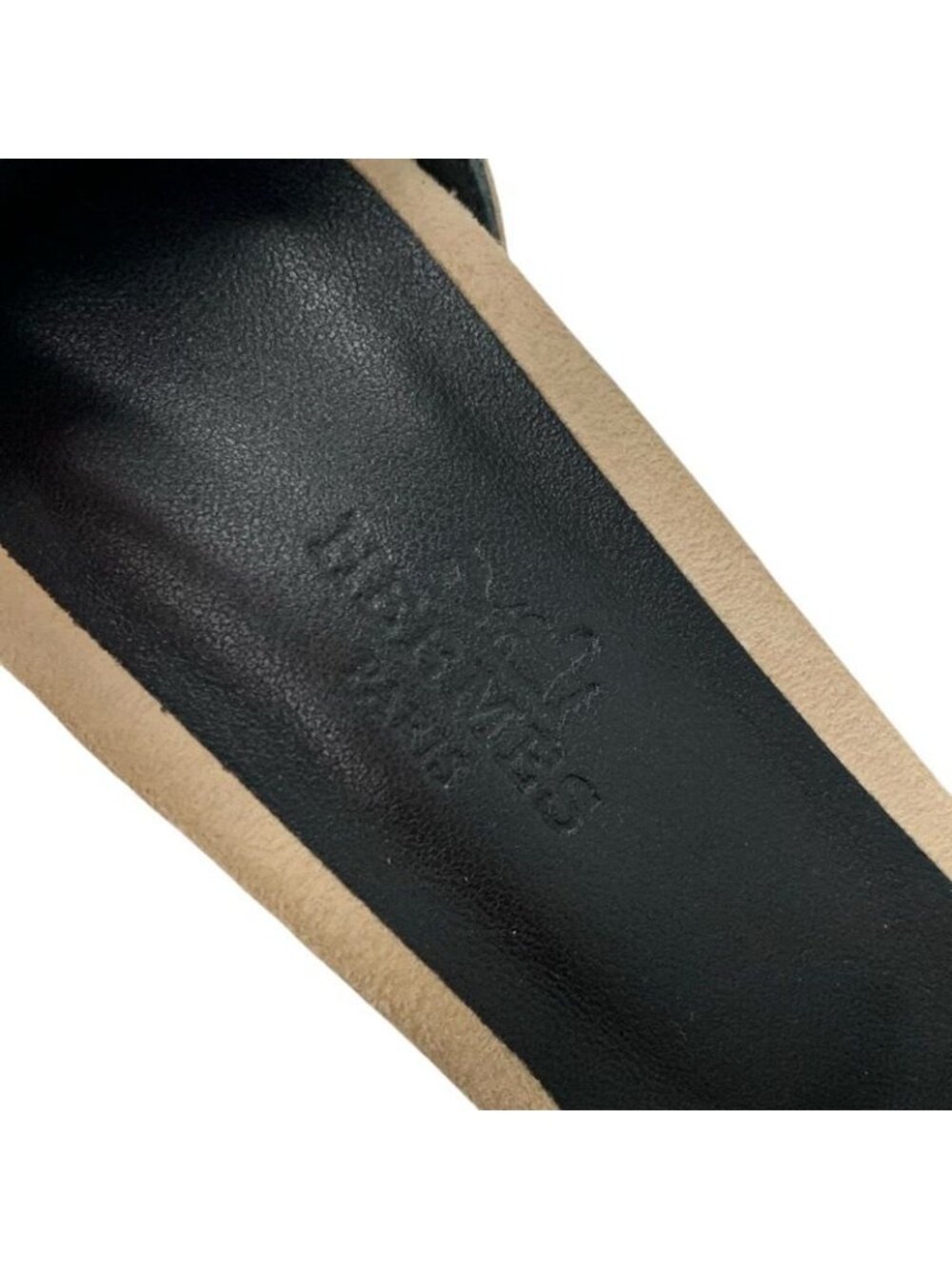 Hermes Gram 60 Sandals Shoes Suede Beige Silver Chaine D'ancre Metal Heel Strap - Picture 8 of 11